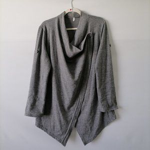 Unbranded Womens Gray Roll Tab Sleeve Half Button Collar Cape Poncho Size M